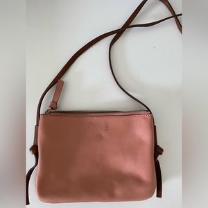 Madewell pink/brown leather crossbody purse - never used